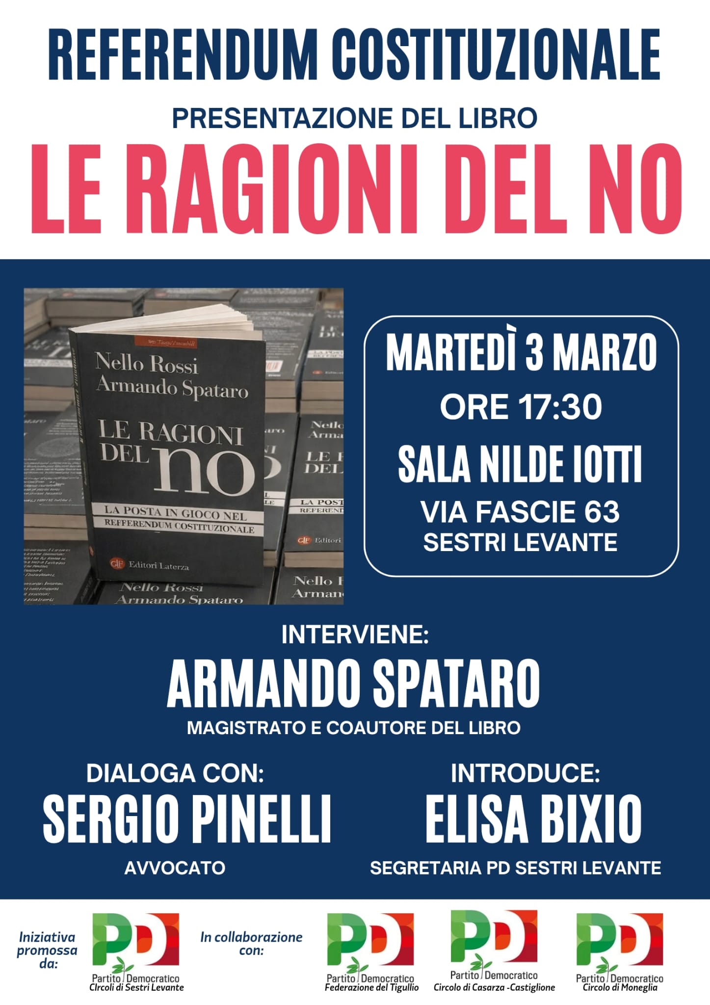 Presentazione del libro “Le ragioni del No. La posta in gioco nel referendum costituzionale" di Nello Rossi e Armando Spataro.